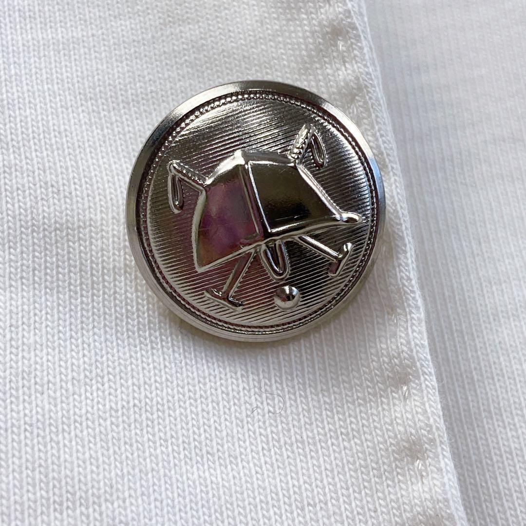 美品 ラルフローレン 白ブレザー 銀ボタン 針金糸 刺繍 エンブレム