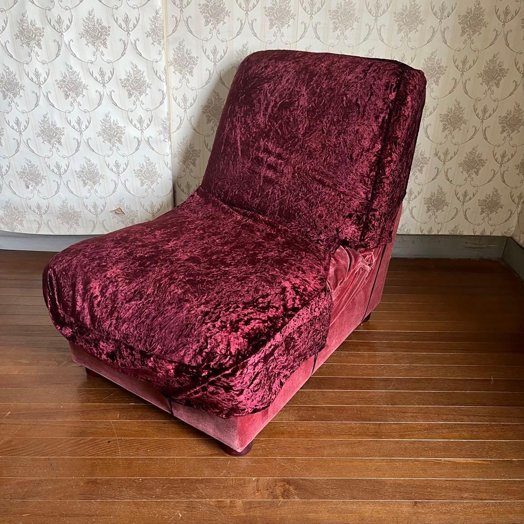 アンティーク】昭和レトロ ベロア シングルソファ スナック 喫茶店 古