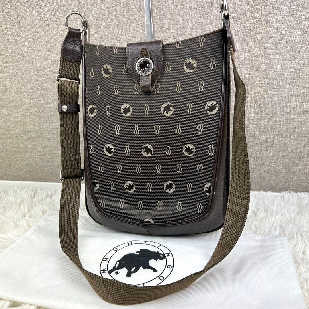 希少✨ ハンティングワールド ショルダーバッグ レザー キャンバス