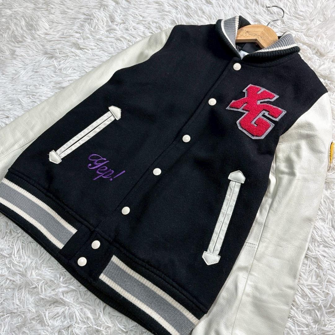 X-girl　スタジャン 黒/白　サイズ2 M相当 ワッペン レザー