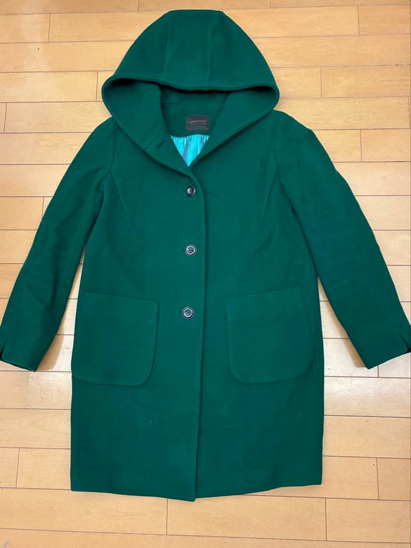 TOMORROWLAND フード付きグリーンロングコート 38 9号 - メルカリ