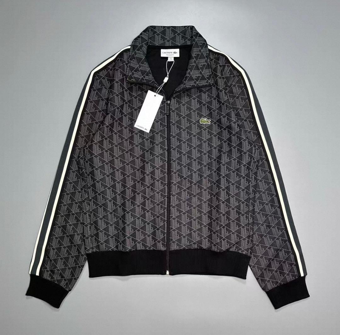 LACOSTE モノグラムジャカード トラックジャケット ブラック