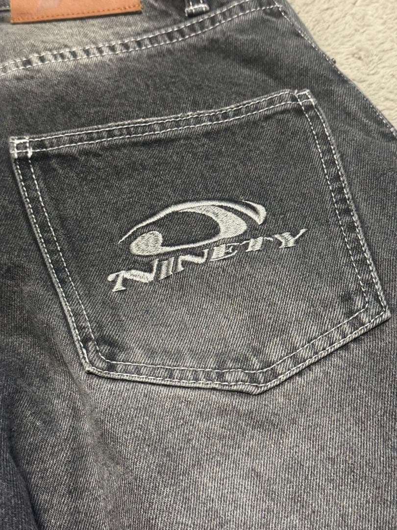 9090 バギーデニム ブラック ワイドデニム 完売品 S - メルカリ