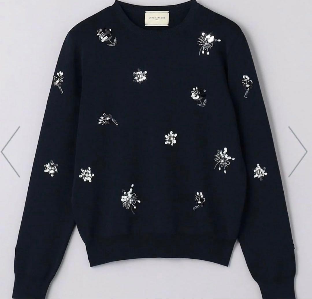 UNITED ARROWSフラワービジューロングスリーブニットビジュー 新品