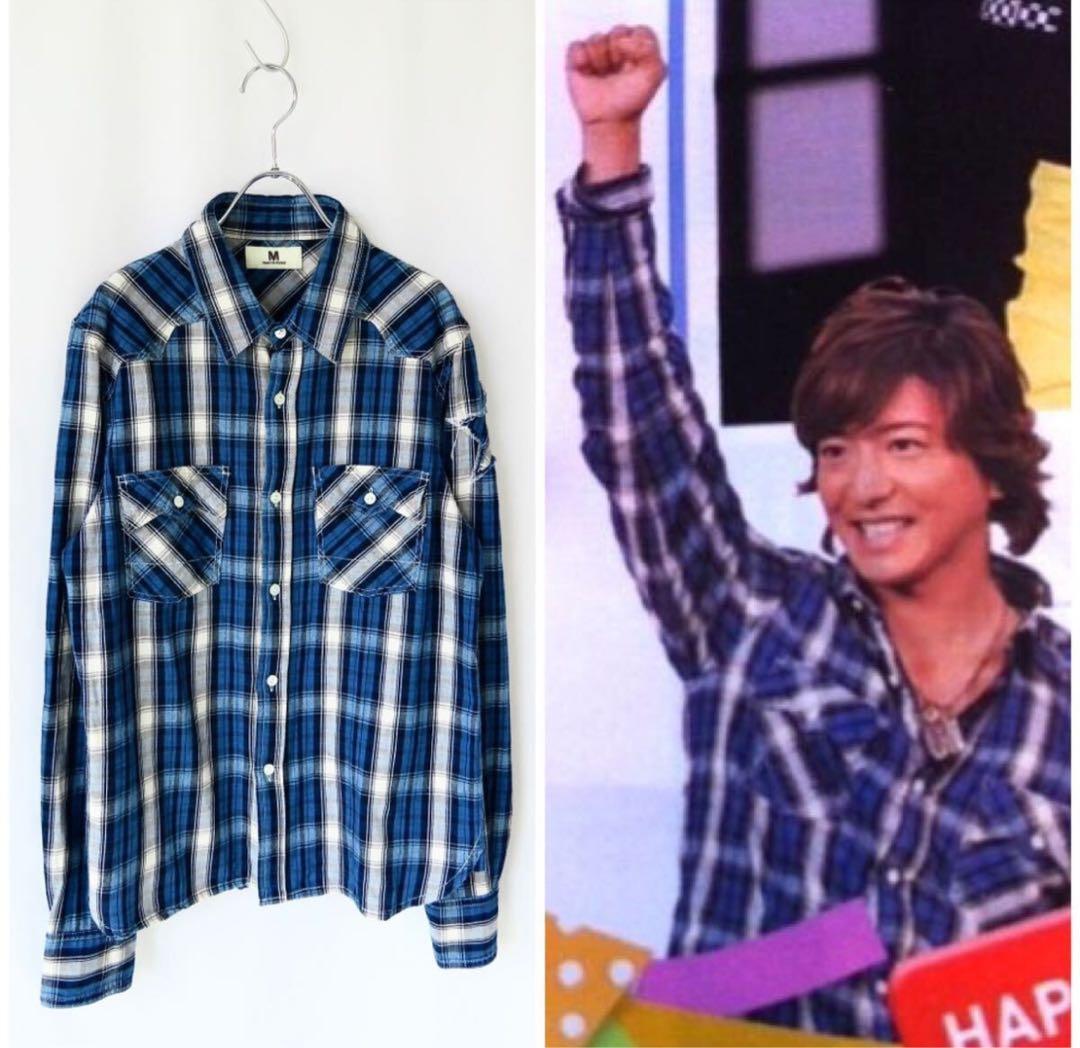 美品】M インディゴチェックシャツ サイズL 木村拓哉 - メルカリ