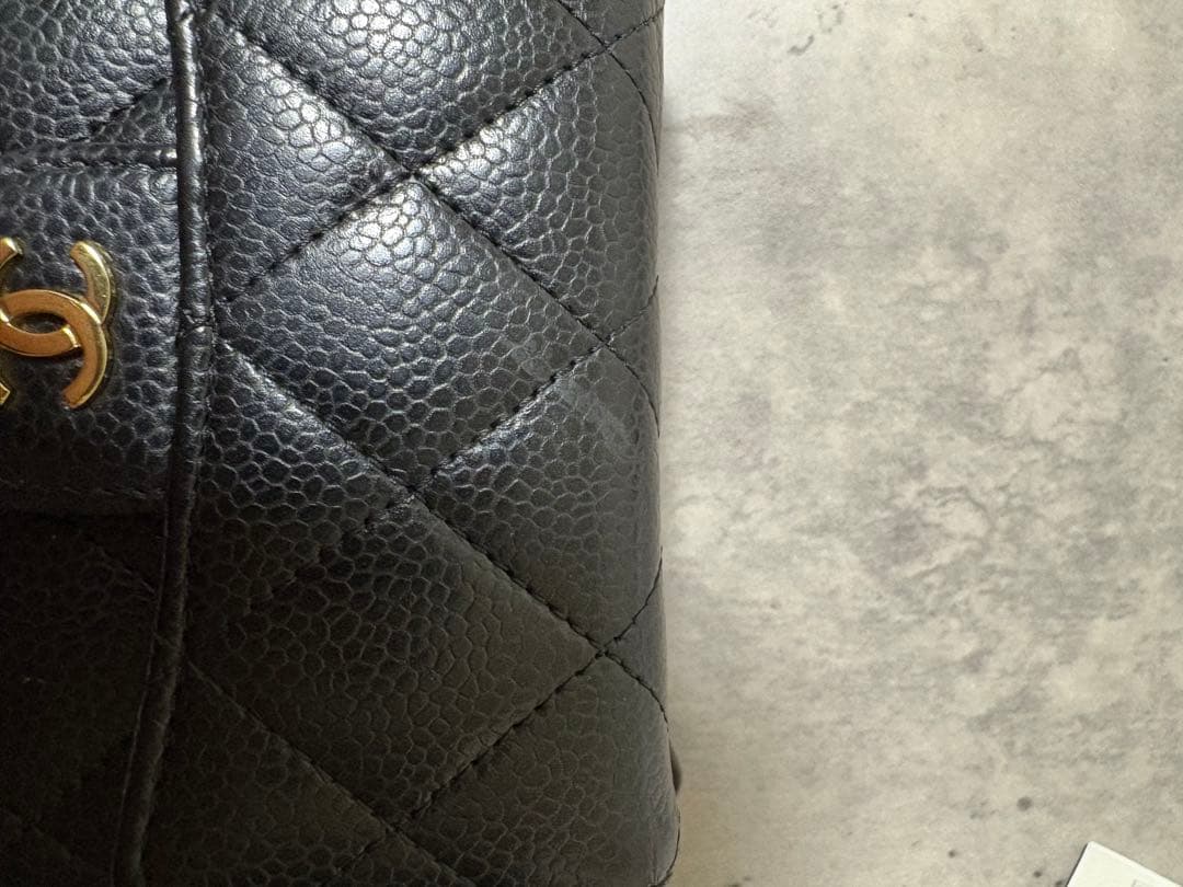 CHANEL 三つ折り財布　キャビアスキン　ゴールド