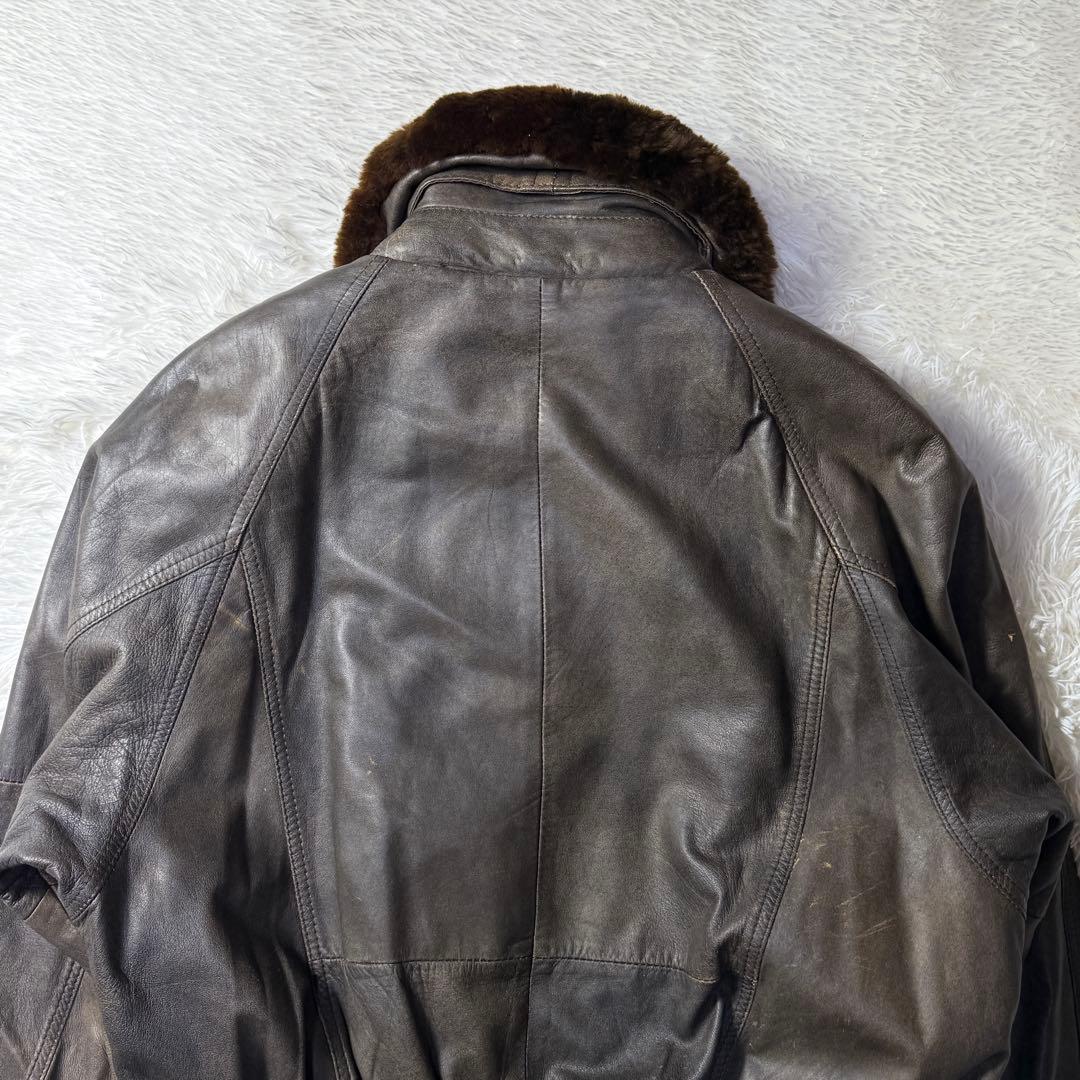 90s】G-1 フライトレザージャケット M ムートン襟ボア・ライナー付き完