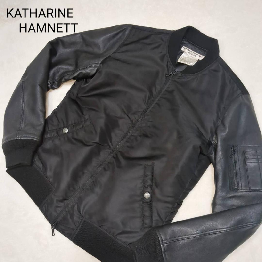 人気 キャサリンハムネット MA-1 フライトジャケット ゴートレザー山羊