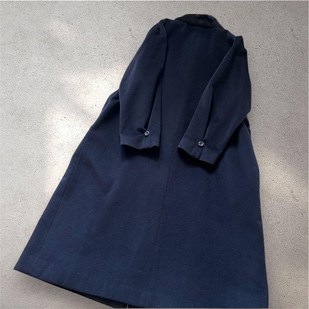 極美品 PIACENZA カシミヤ ウール100% ロングコート ミンクファー