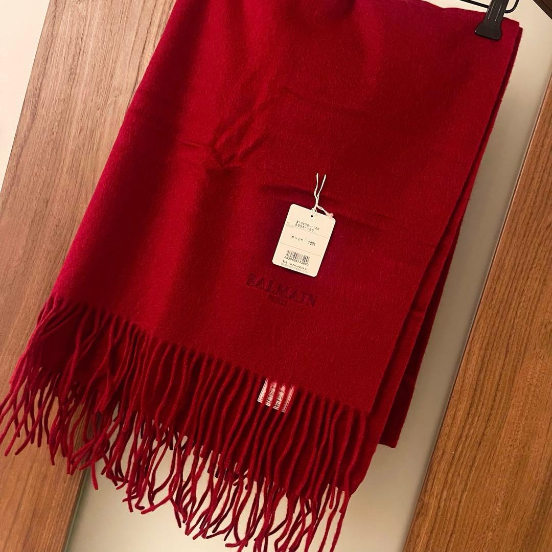 値下げ！ BALMAIN バルマン パリ 100% カシミヤ 大判 マフラー - メルカリ