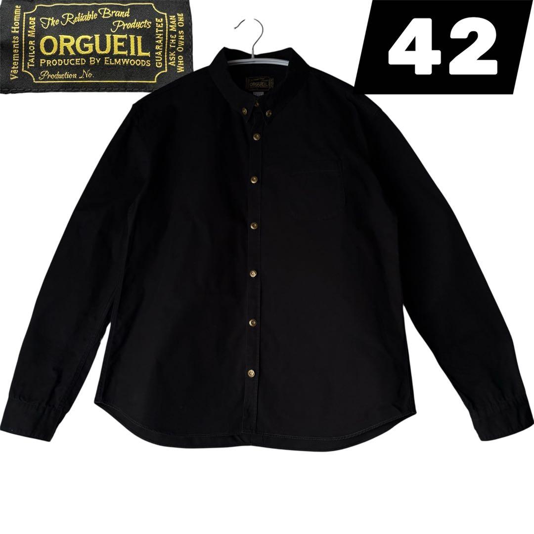 ORGUEIL日本製アメカジ黒ワークシャツ42XL相当ビッグサイズコットン