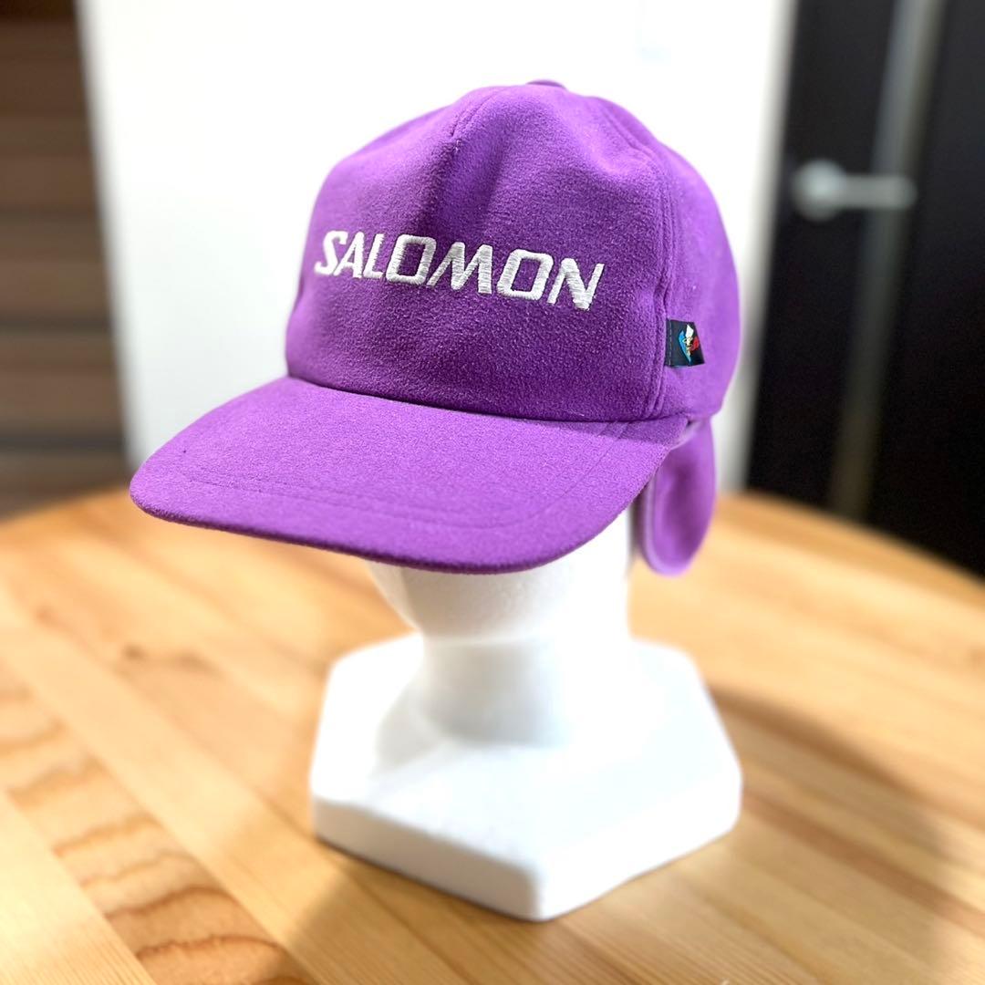 希少！ SALOMON 90's イヤーフラップ フリースキャップ パープル