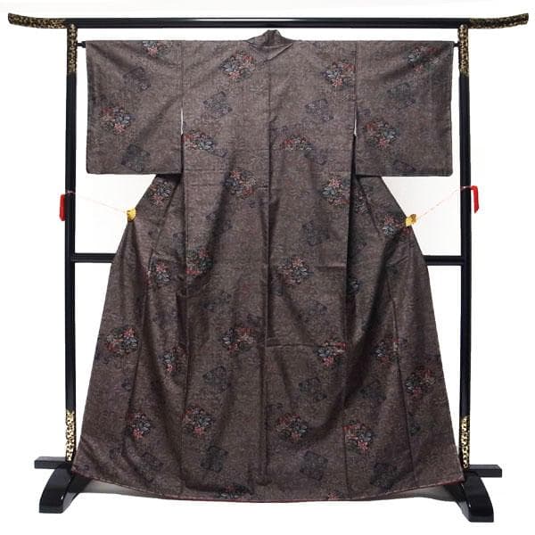 本場大島紬 着物 7マルキ カタス式 泥染 色紙 裄65 L 新古品 sn674