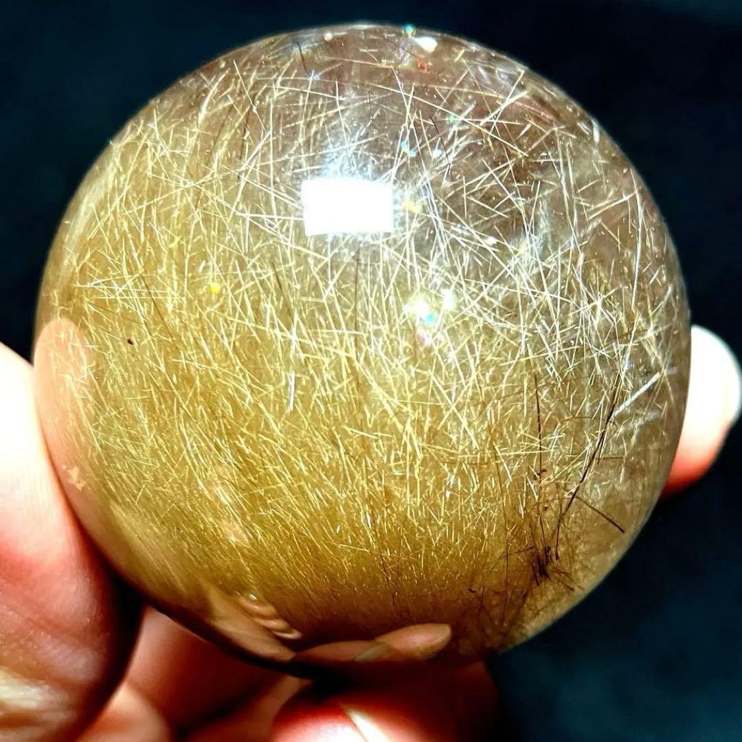 45mm ゴールドルチルクォーツ 丸玉 スフィア 金針水晶 - メルカリ