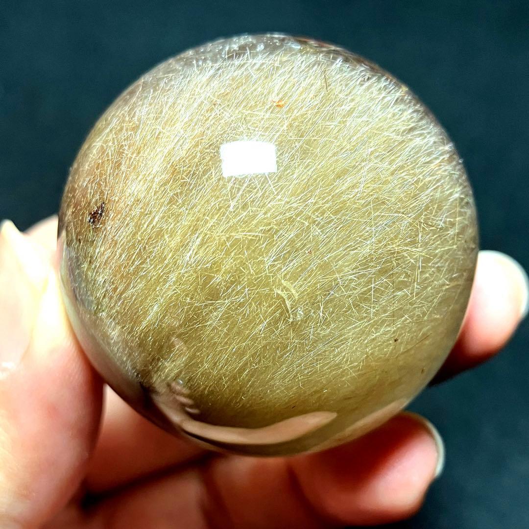 45mm ゴールドルチルクォーツ 丸玉 スフィア 金針水晶 - メルカリ