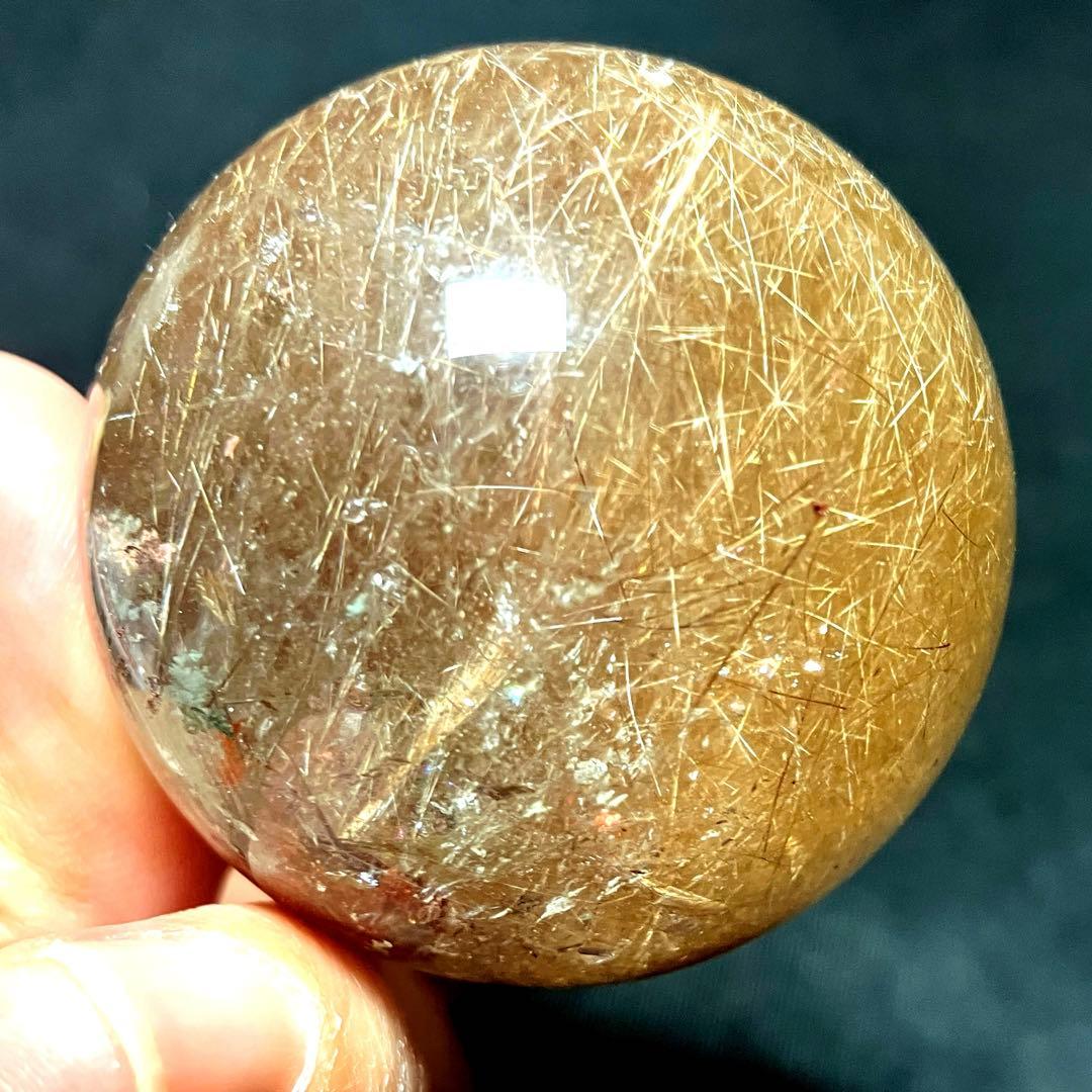 45mm ゴールドルチルクォーツ 丸玉 スフィア 金針水晶 - メルカリ