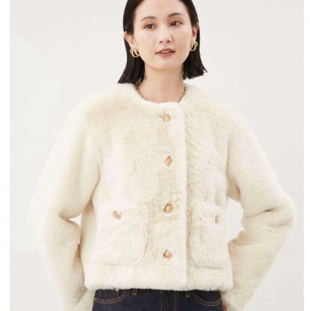 最終価格 新品 Mila Owen 金ボタンクロップドファージャケット - メルカリ