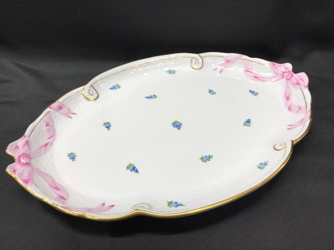 【USED美品】HEREND ヘレンド　パーティートレイ　トレイ　プレート ☆再入荷☆ ヘレンド Herend セーブル風小薔薇金彩 サービストレイ