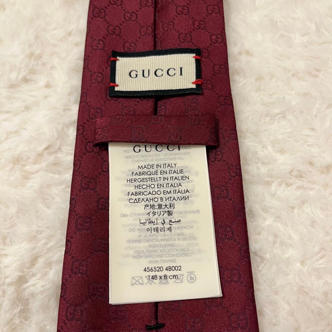 極美品！GUCCI シェリーライン gg 総柄 ボルドー ネクタイ - メルカリ