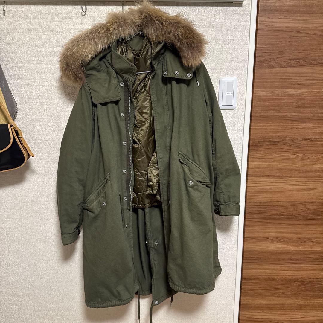 定価107,800円 】デニムキルトライナー付きモッズコート（カーキ