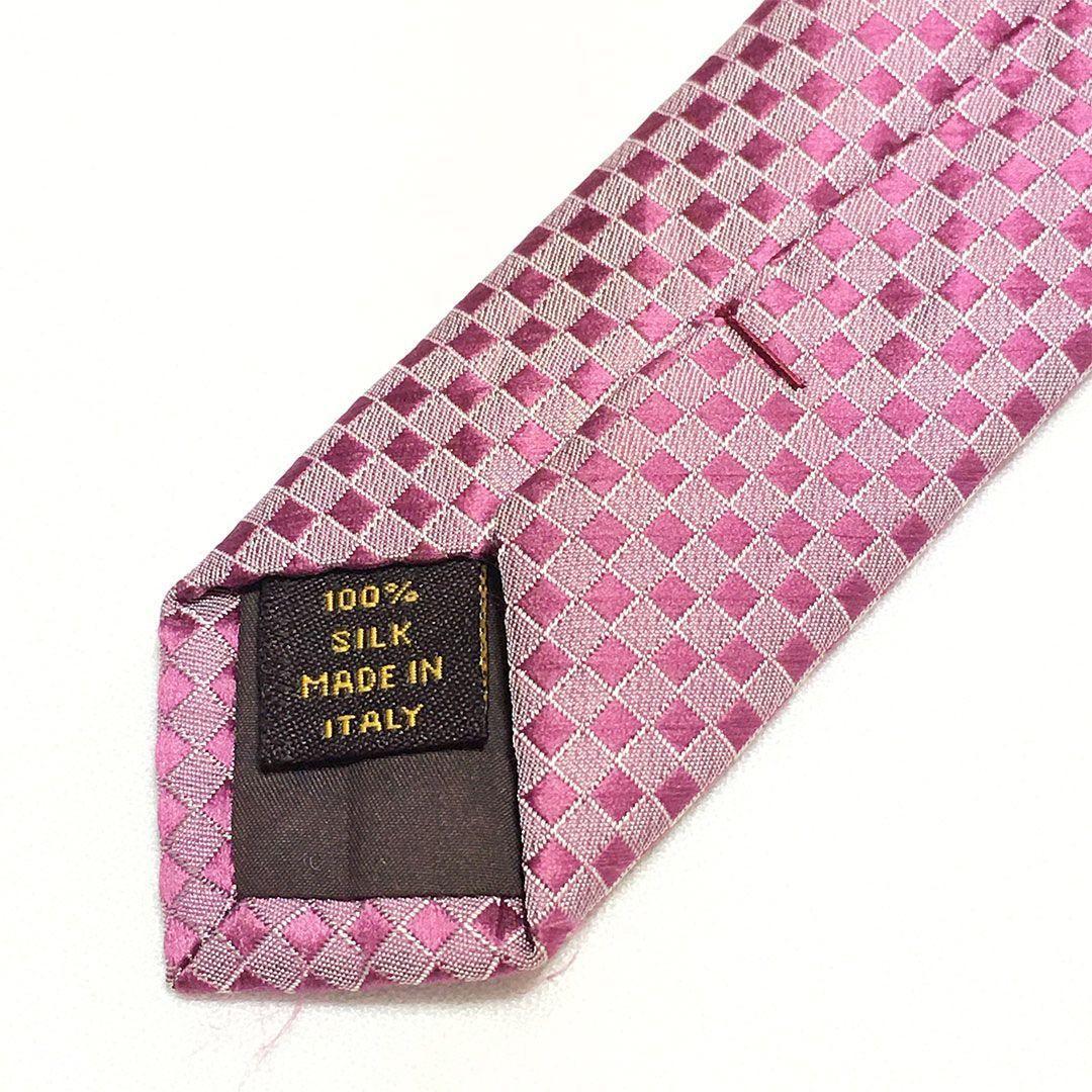 未使用級 ルイヴィトン Louis Vuitton ネクタイ ピンク ダミエ
