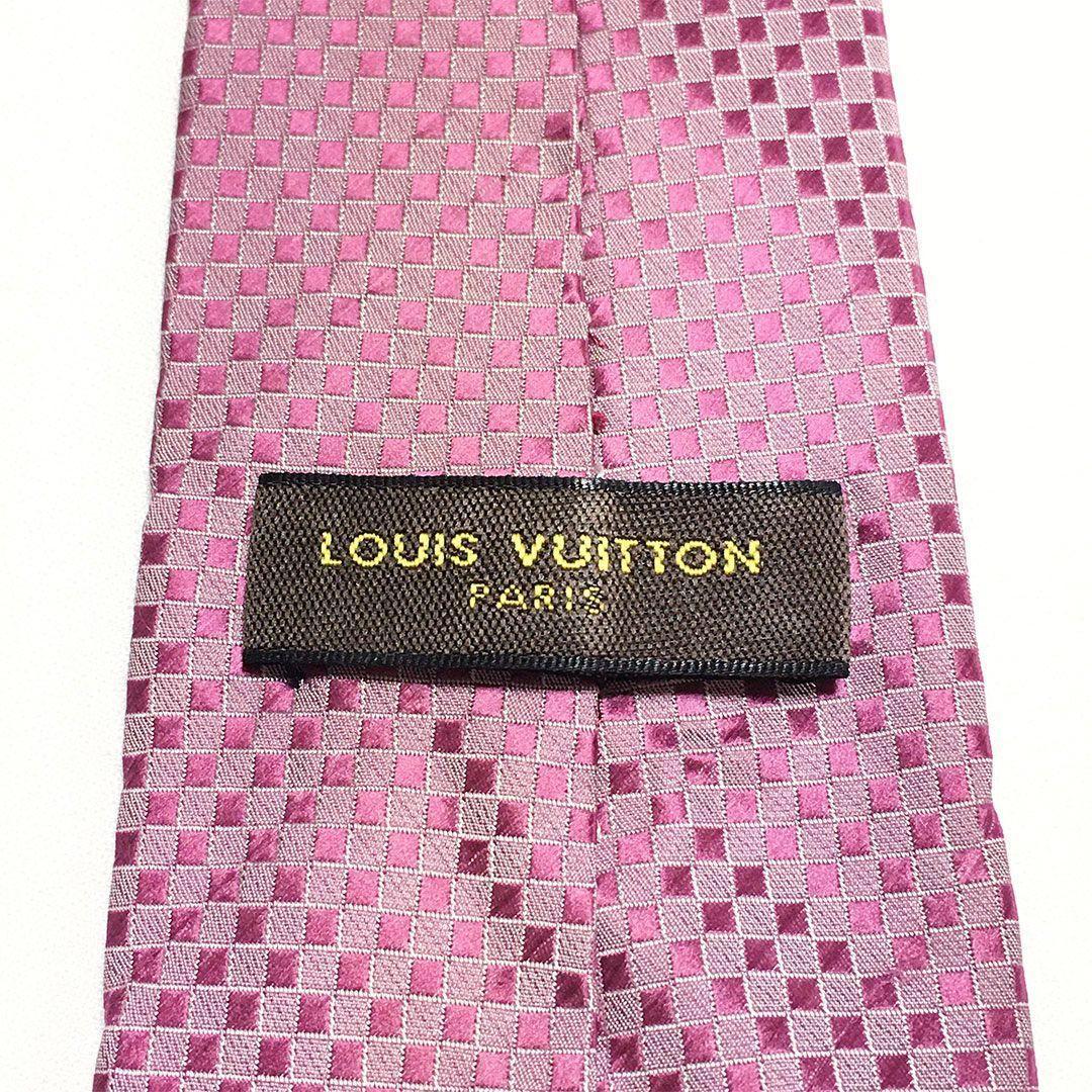 未使用級 ルイヴィトン Louis Vuitton ネクタイ ピンク ダミエ