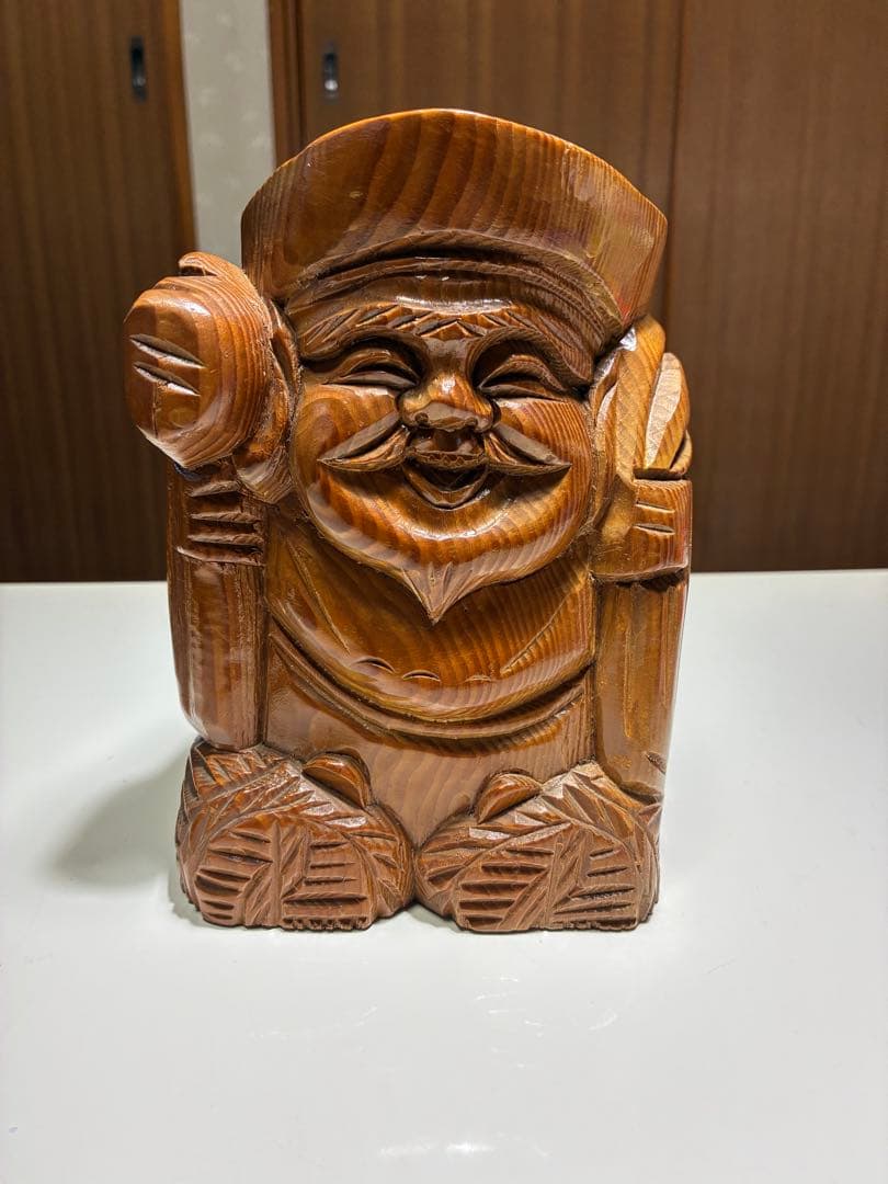 縁起物】木彫り 大黒天 置物 七福神 商売繁盛 開運 彫刻 置物