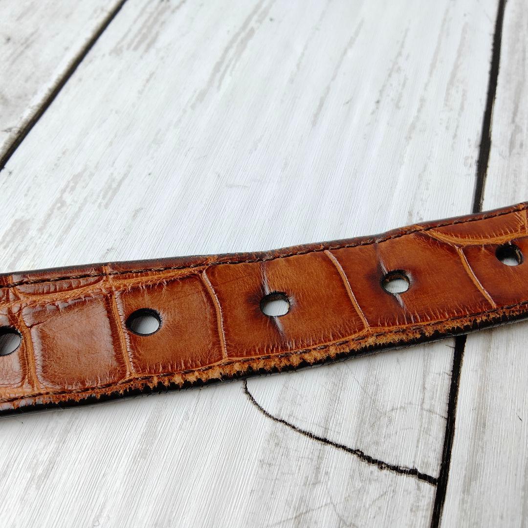 ブルネロクチネリ【クロコレザー】ベルト ブラウン系 極上レザー