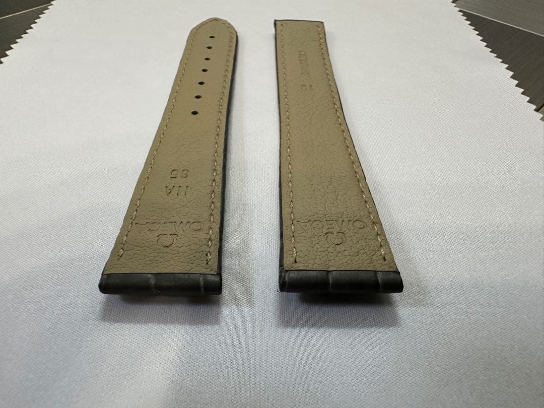 【純正品】OMEGA グレーアリゲーターレザーストラップ 19mm