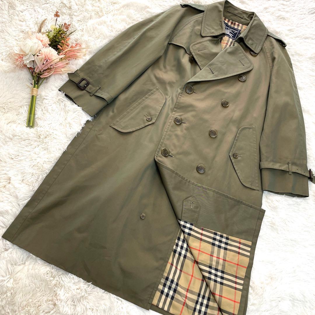 美品 バーバリープローサム ノバチェック 玉虫色 トレンチコート