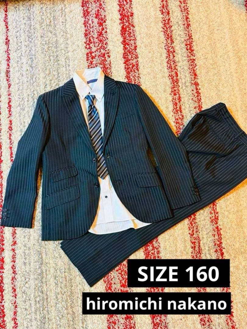 ヒロミチナカノ男の子 スーツ セットアップ 長ズボン卒業式 黒 160