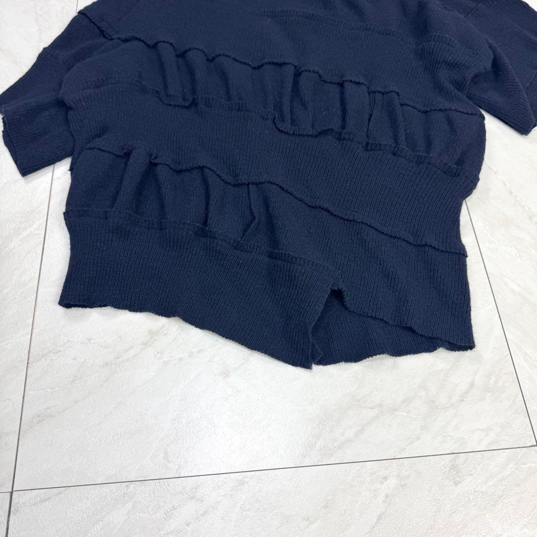 美品 y's ワイズ ヨウジヤマモト 変形 アシンメトリー ニット ネイビー