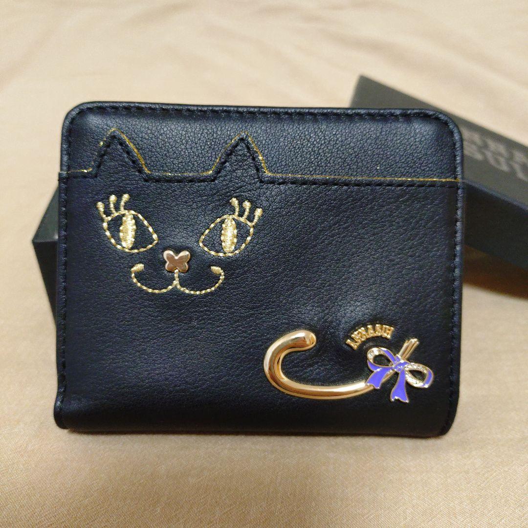 未使用 ANNA SUI アナスイ 箱付き 二つ折り財布 マイティティ 猫 黒