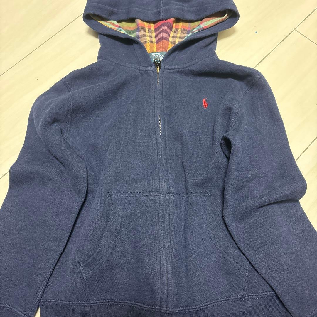 ポロ・ラルフ・ローレン ネイビーフードパーカー短丈 - メルカリ