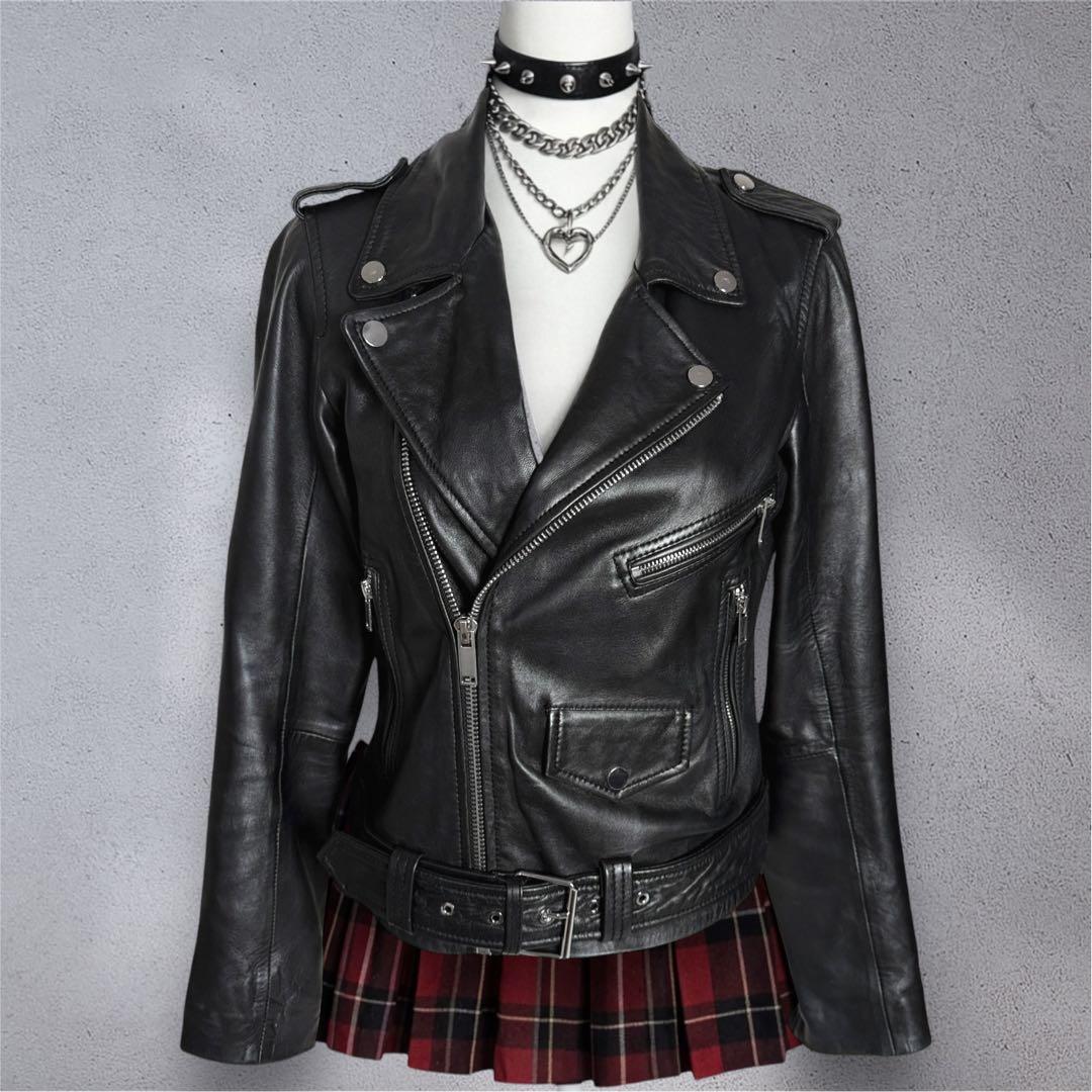 ダークコア y2k レザー ライダースジャケット 短丈 jacket NANA - メルカリ
