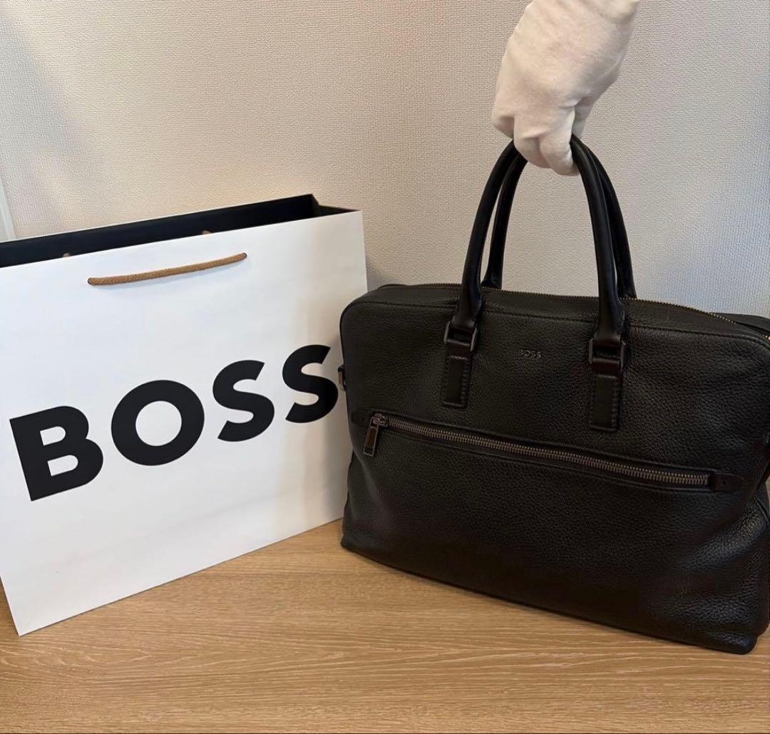BOSS HUGO BOSSビジネスバッグ ブラック レザー A4対応 - メルカリ