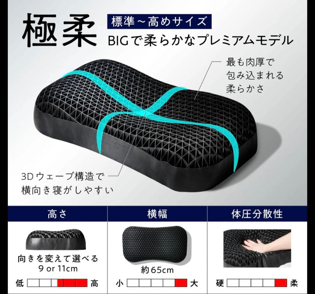 【美品】ヒツジのいらない枕 極柔 ブラックレーベル［枕カバー付］