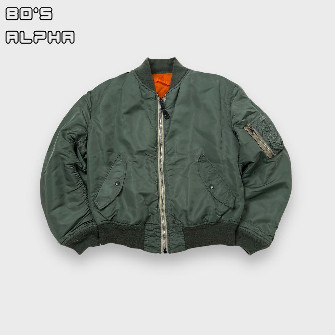 80s ALPHA MA-1 flight jacket 白テープ - メルカリ