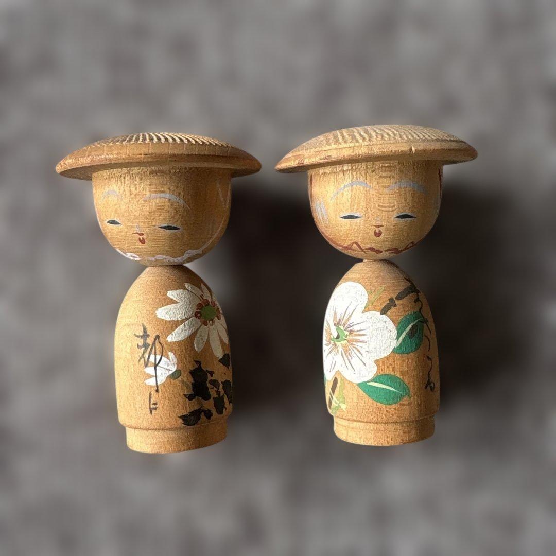 昭和レトロ 木製ミニこけし人形 2体セット - メルカリ