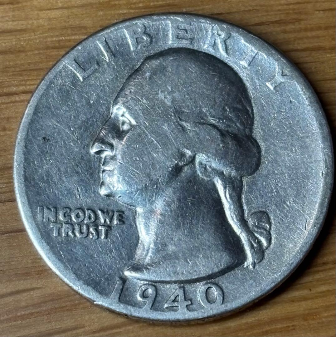 キ*2様 【早い物勝ち】1940年 ワシントン クォーター ダラー 銀貨 86年