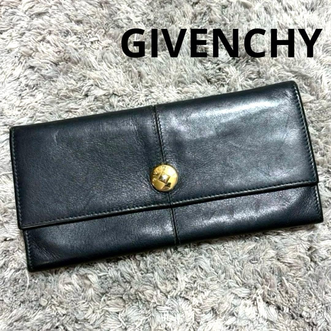 GIVENCHY ジバンシー 長財布 レザー ブラック ゴールドボタン - メルカリ
