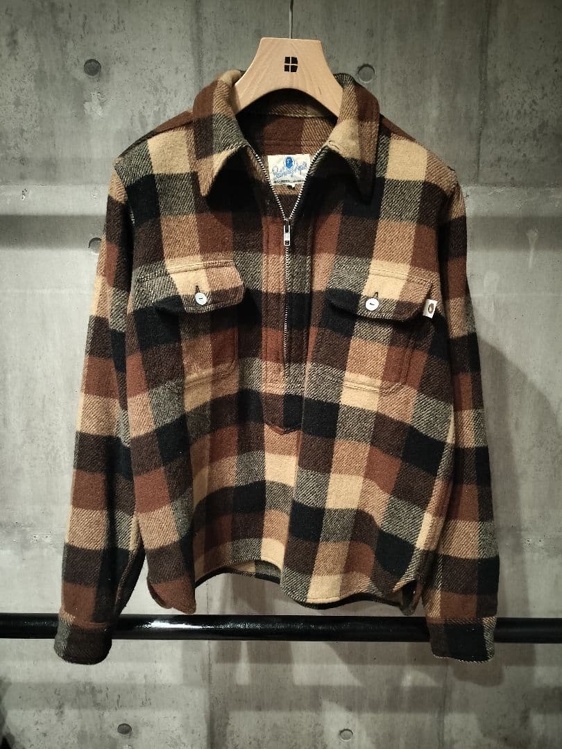 A Bathing Ape】90's NIGO期ハーフジップチェックネルシャツ - メルカリ