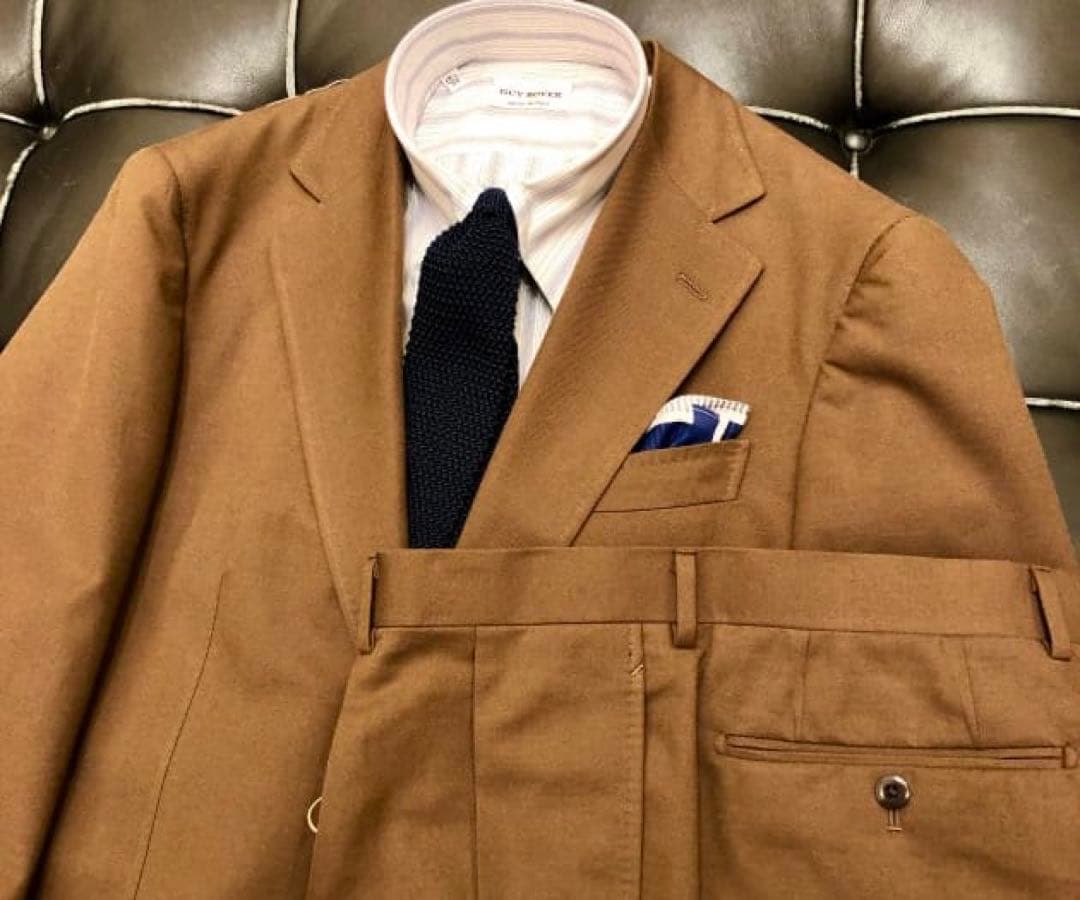 beams f ブラウン スーツ 46 総裏 brilla コットンウール - メルカリ