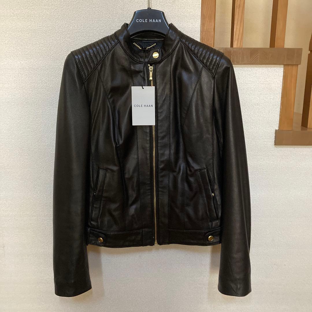 新品未使用　COLE HAAN ブラックレザージャケット　現行品　xs Cole Haan Women's Scuba Leather Jacket - Walmart.com