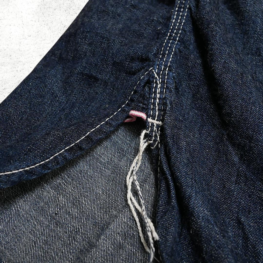 美品【桃太郎ジーンズ】出陣デニムワークシャツ 44 長袖 インディゴ 日本製