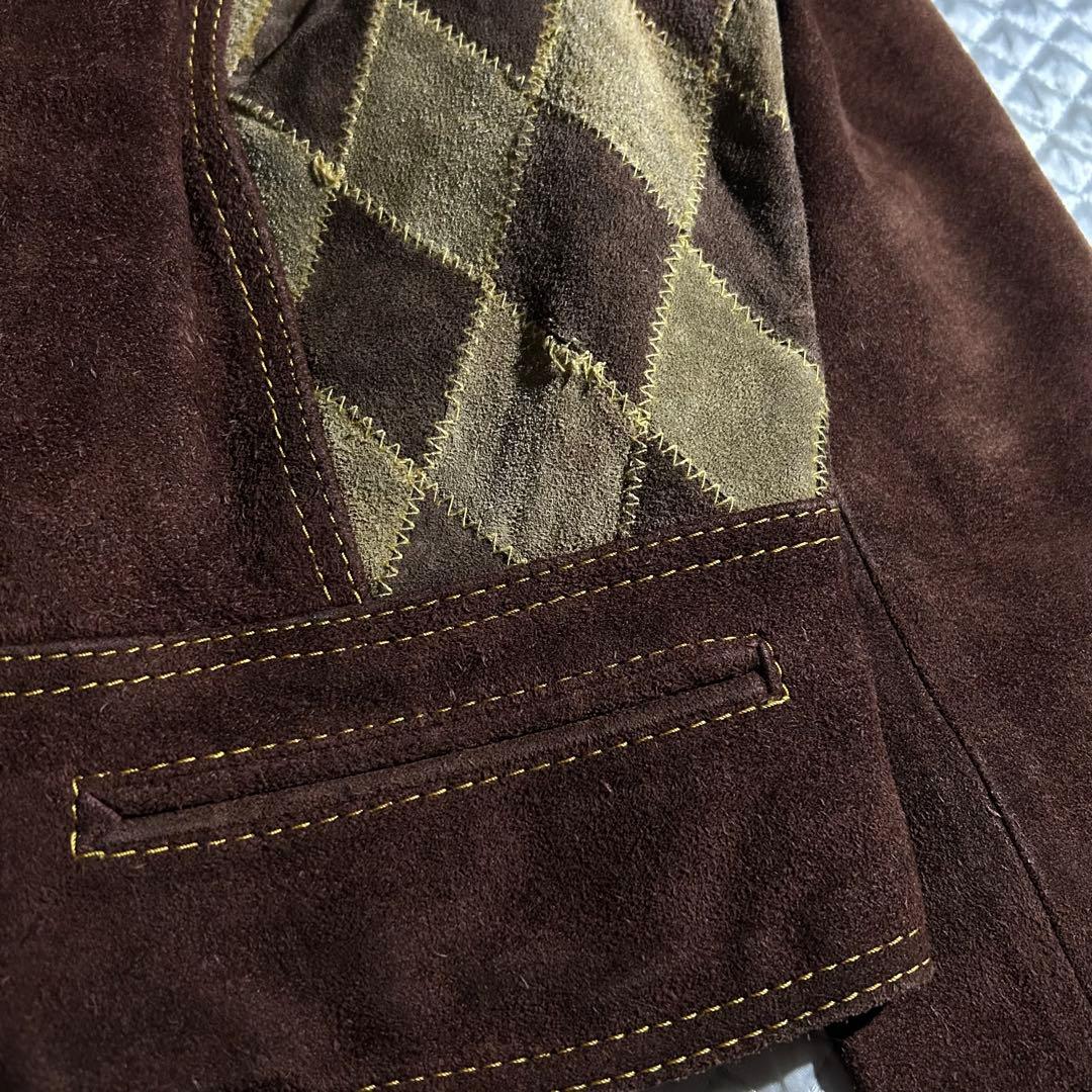 60s~ VINTAGE USA スエードジャケット ハーレクイン ダイヤ 短丈