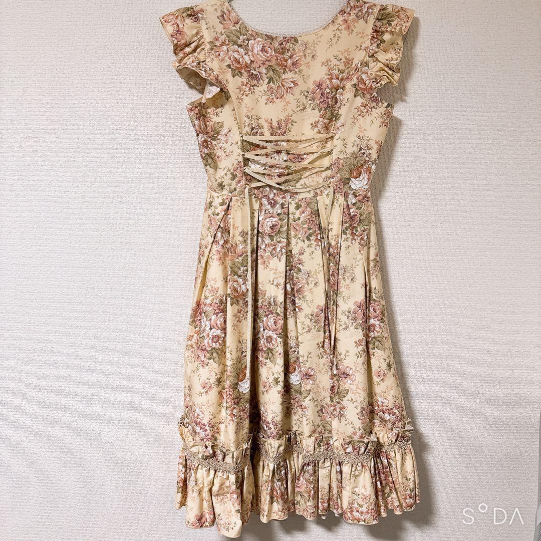 l*i様 クラシカルブーケエプロンフリルドレス ミスティベージュ