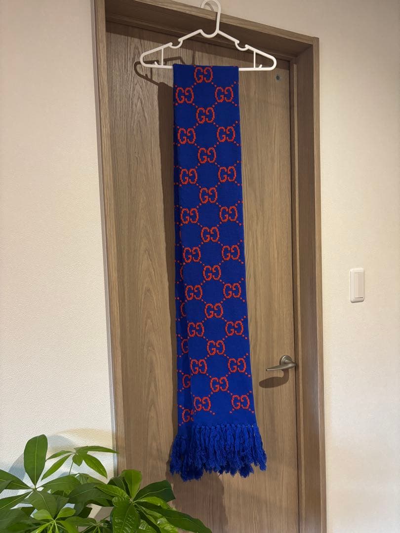 GUCCI GGロゴマフラー 青/オレンジ
