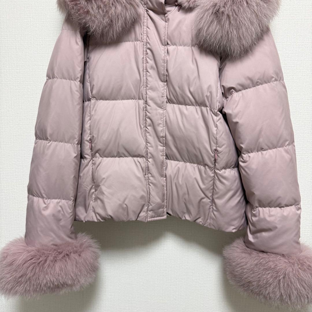 Gracecontinentalピンク袖リアルファー2wayフードダウンコート