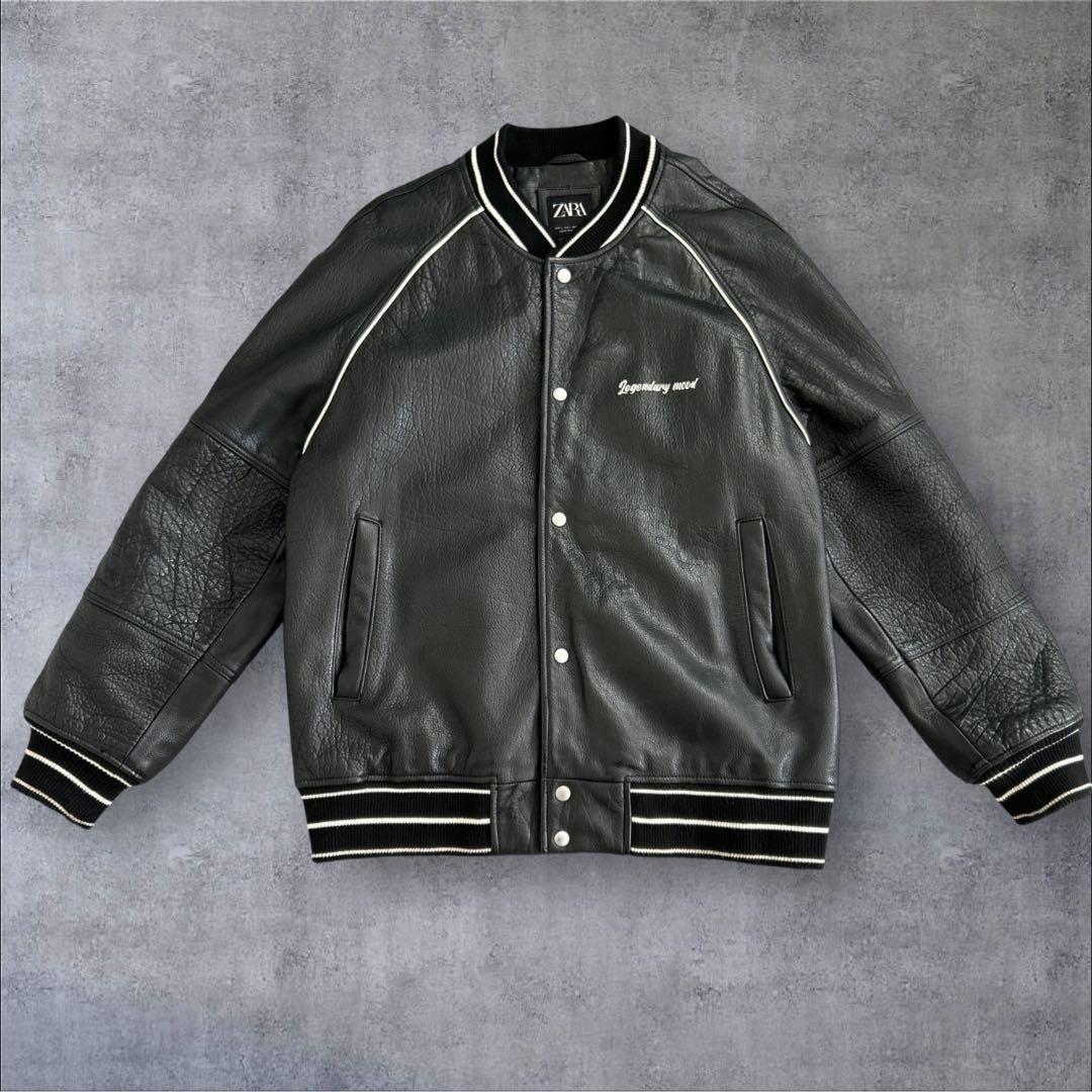 美品 ZARA バッファローレザー 本革 牛革 レザージャケット Lサイズ